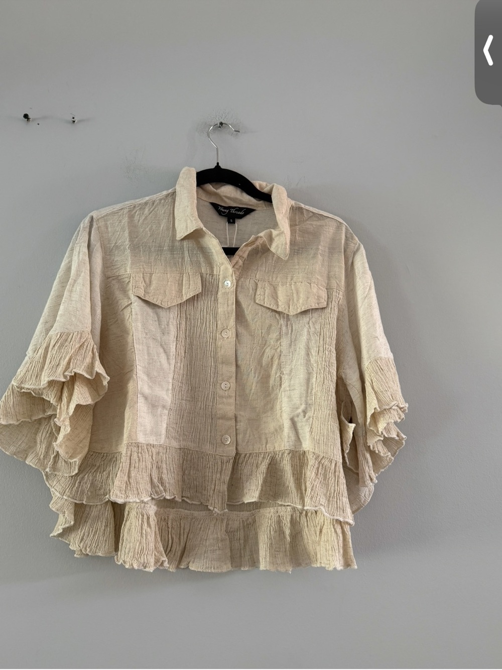 Young Thread Natural Ruffle-Hem Button-Up Shacket - Picture 7 of 7